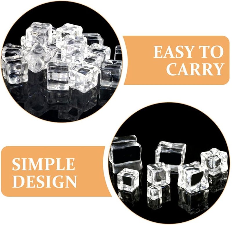 Mikinona 50 Pcs Reusable Acrylic Fake Ice Cubes Square Clear For Photography Decor - Image 2